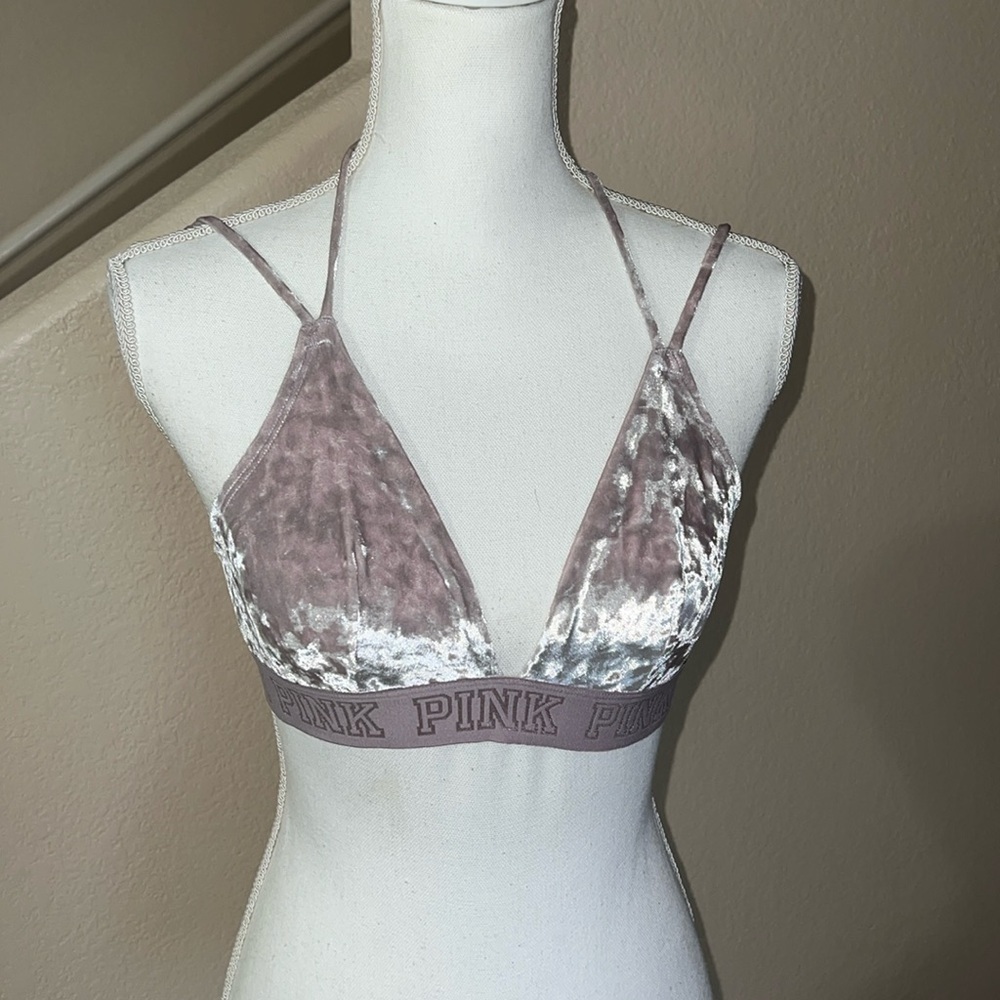 Pink by VS velvet bralette